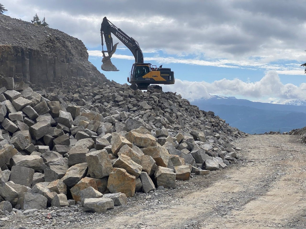 Whistler Excavations — Chance Creek rock excavation, Volvo excavator on site